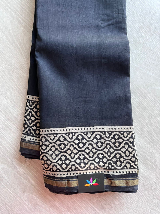 Handblock Printed Chanderi Silk Cotton Saree -9889-9890