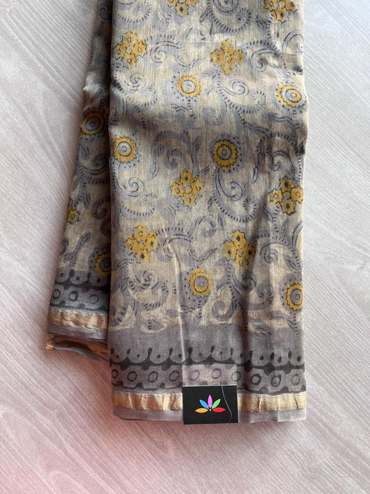 Handblock Printed Chanderi Silk Cotton Saree -9907