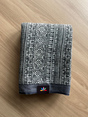 Printed Slub Cotton Saree -20493