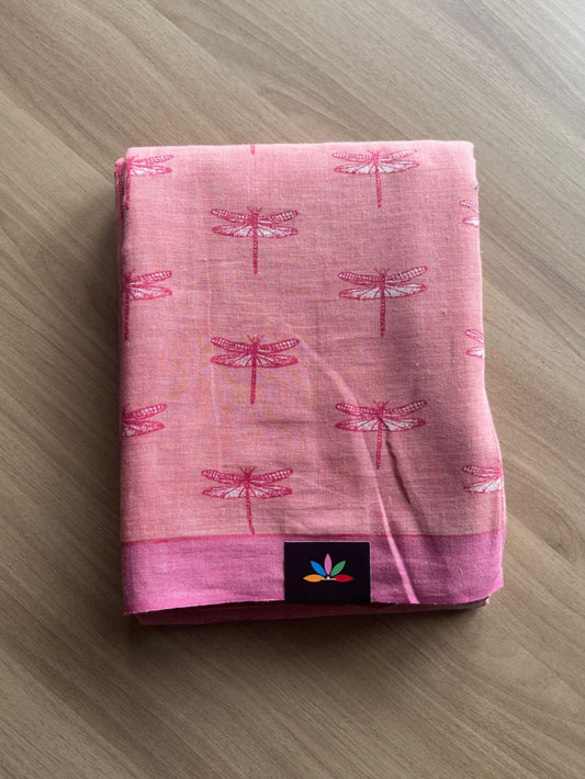 Printed Slub Cotton Saree - 20502