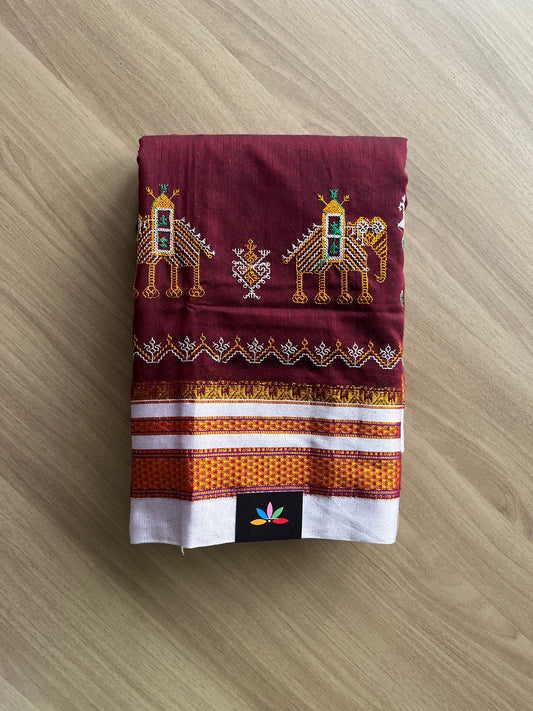 Ilkal Border Kasuti Machine Embroidered Art Silk Saree -19527