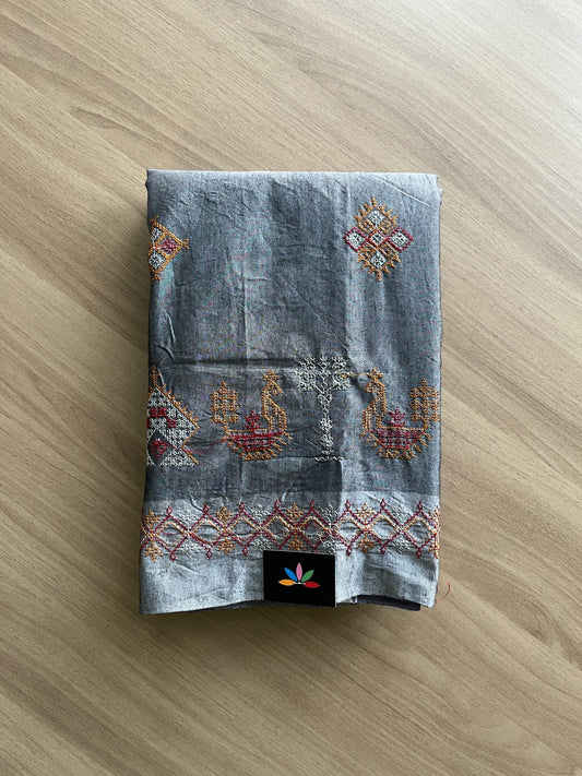 Kasuti Machine Embroidered Art Silk Saree -19532
