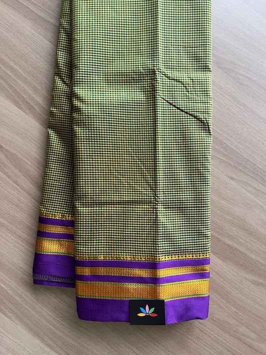 Small Checks Blended Cotton Saree -19534
