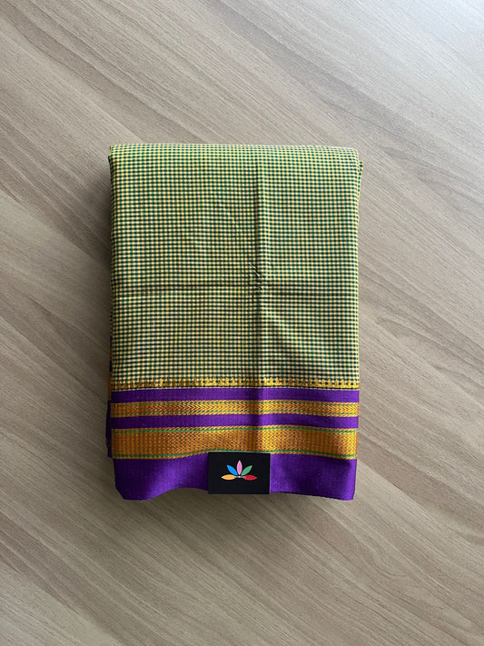 Small Checks Blended Cotton Saree -19534