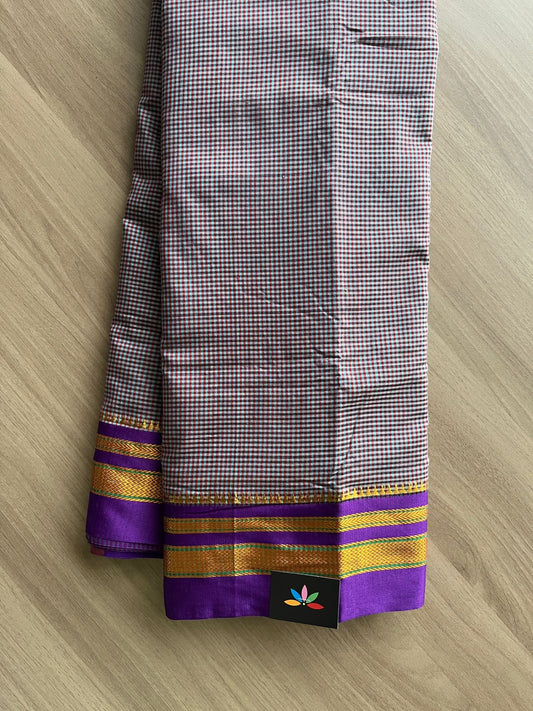 Small Checks Blended Cotton Saree -19535