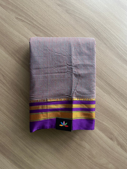 Small Checks Blended Cotton Saree -19535
