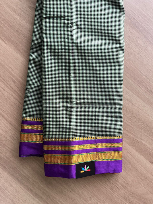 Small Checks Blended Cotton Saree -19536