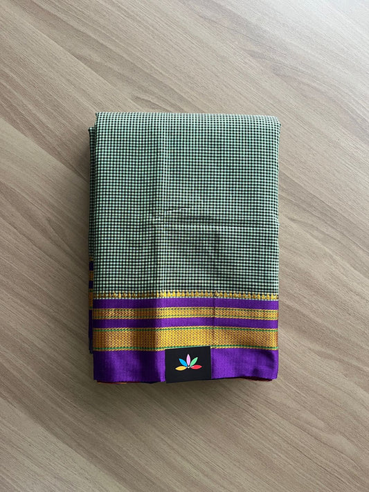 Small Checks Blended Cotton Saree -19536