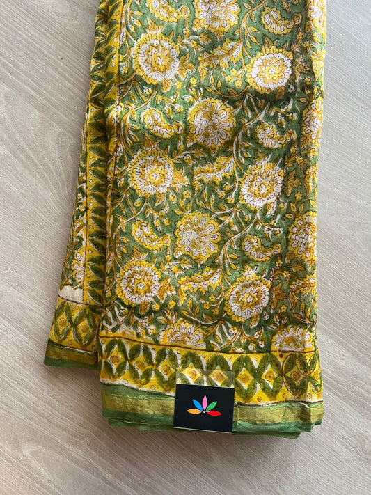 Handblock Printed Chanderi Silk Cotton Saree -13167