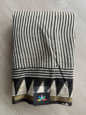 Handblock Printed Chanderi Cotton Silk Saree - 27328