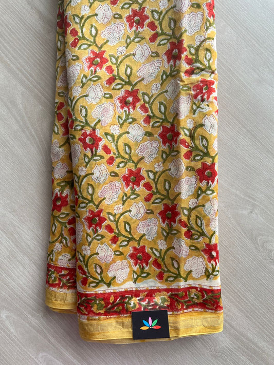 Handblock Printed Chanderi Cotton Silk Saree -29855