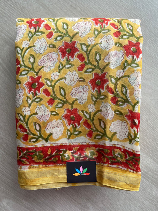 Handblock Printed Chanderi Cotton Silk Saree -29855