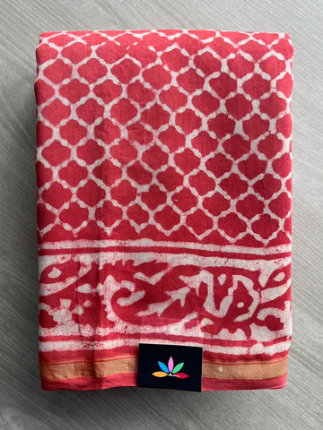 Handblock Printed Chanderi Cotton Silk Saree - 34319