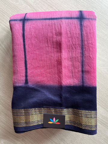 Handcrafted Chanderi Silk Cotton Saree with zari border-27412