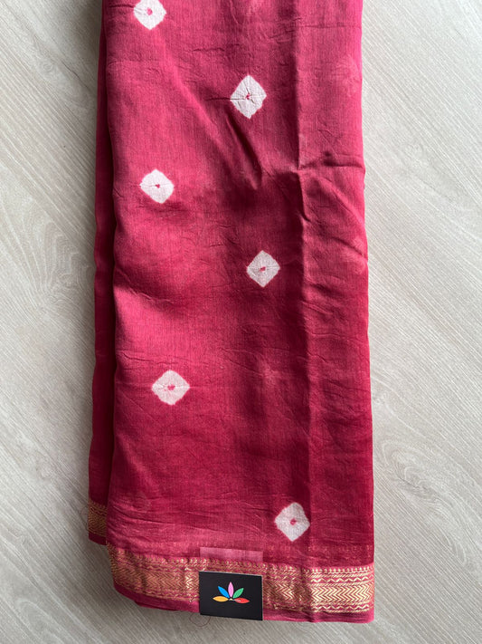 Handcrafted Chanderi Silk Cotton Saree with zari border-27415