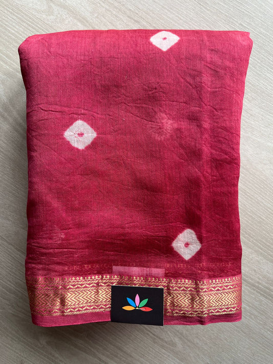 Handcrafted Chanderi Silk Cotton Saree with zari border-27415