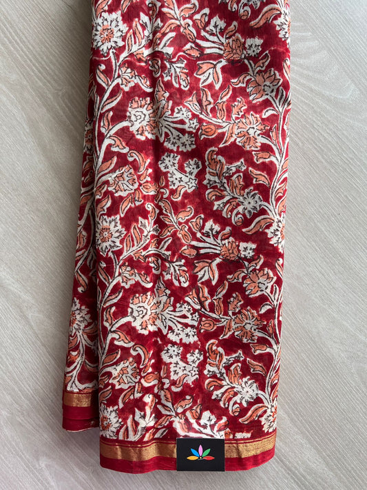 Handblock Printed Chanderi Cotton Silk Saree -30010-30011