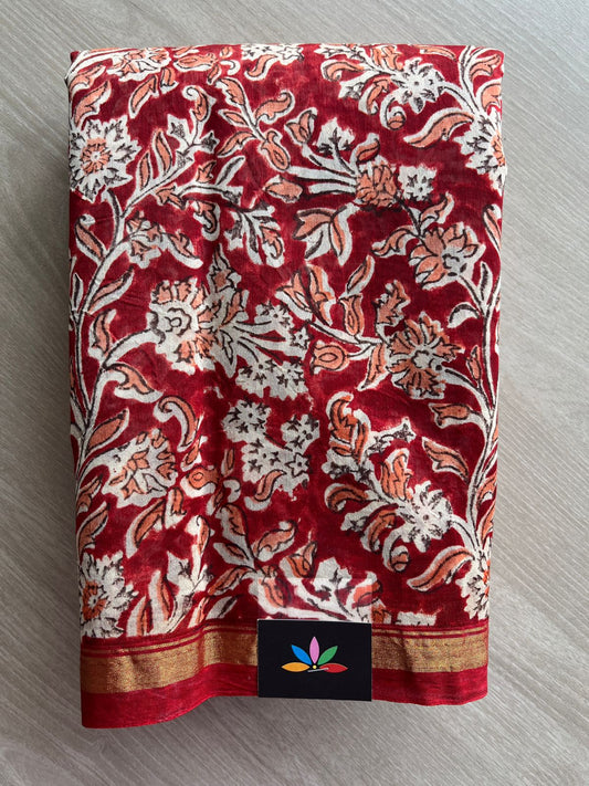 Handblock Printed Chanderi Cotton Silk Saree -30010-30011