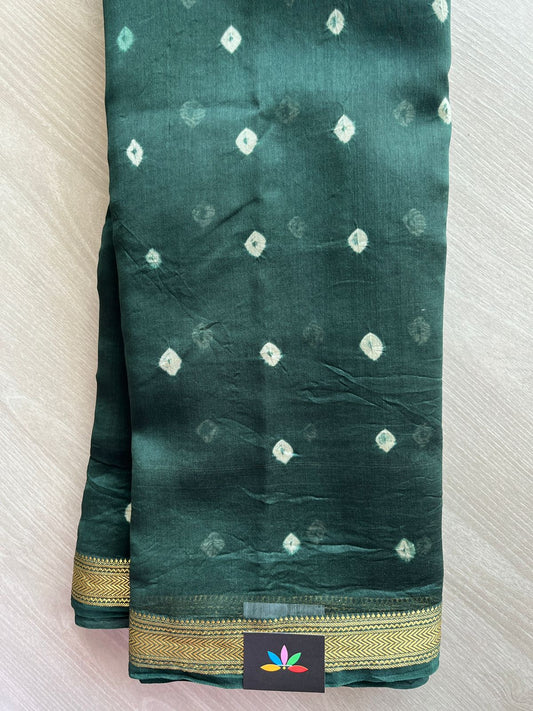 Handblock Printed Zari Border Chanderi Cotton Silk Saree -31383