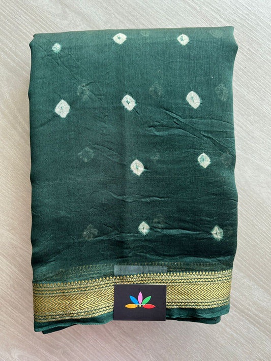 Handblock Printed Zari Border Chanderi Cotton Silk Saree -31383