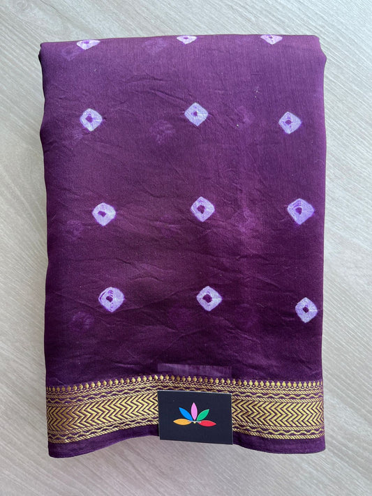Handblock Printed Zari Border Chanderi Cotton Silk Saree -31384