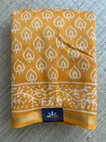 Handblock Printed Chanderi Cotton Silk Saree - 32619