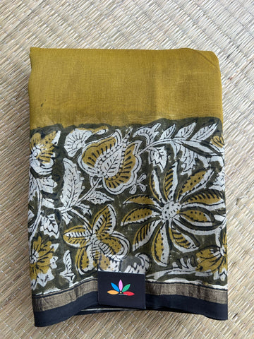 Handblock Printed Chanderi Cotton Silk Saree - 32624