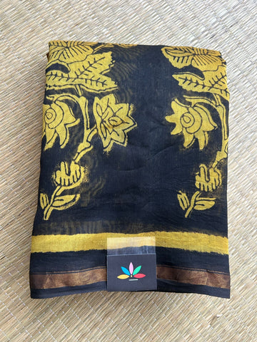 Handblock Printed Chanderi Cotton Silk Saree - 32627