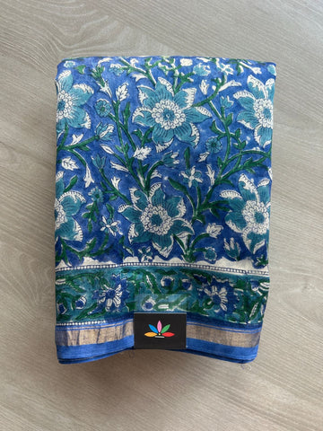 Handblock Printed Chanderi Cotton Silk Saree - 32629