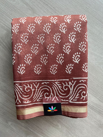 Handblock Printed Chanderi Cotton Silk Saree - 32630