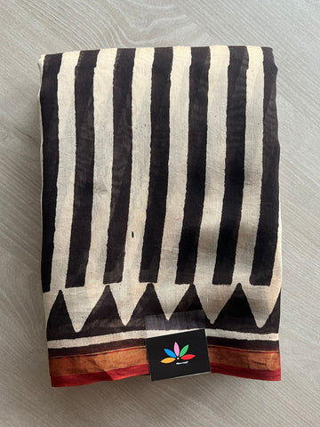 Handblock Printed Chanderi Cotton Silk Saree - 32633