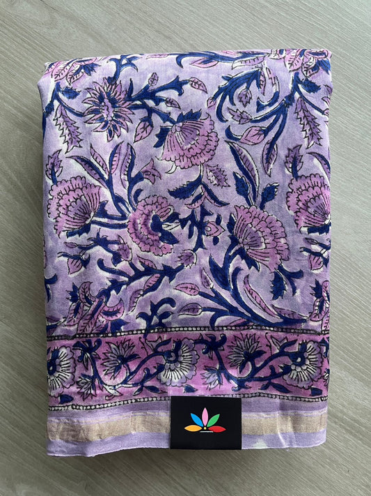 Handblock Printed Chanderi Cotton Silk Saree - 32635