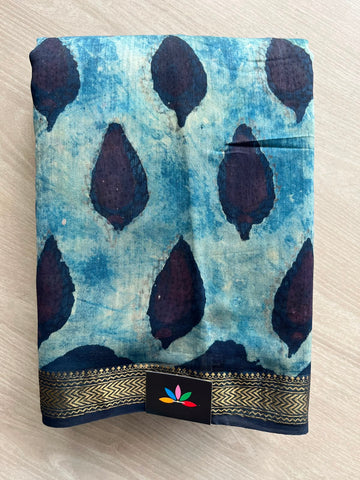 Natural Dyed Zari Border Chanderi Cotton Silk Saree - 33449
