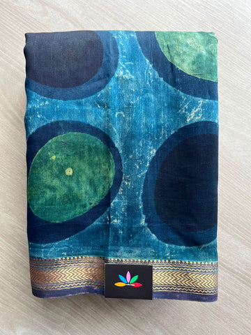Natural Dyed Zari Border Chanderi Cotton Silk Saree - 33452