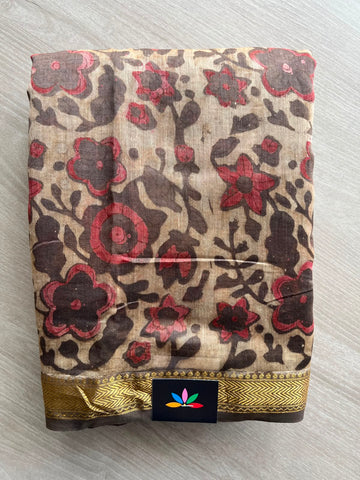 Natural Dyed Zari Border Chanderi Cotton Silk Saree - 33453