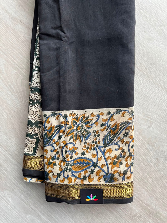 Black Zari Border Chanderi Cotton Silk Saree - 33720