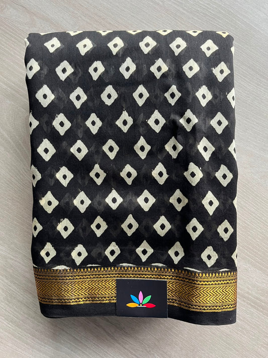 Black Zari Border Chanderi Cotton Silk Saree - 33723