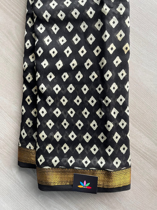 Black Zari Border Chanderi Cotton Silk Saree - 33723