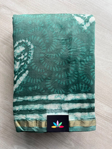 Handblock Printed Chanderi Cotton Silk Saree - 33729