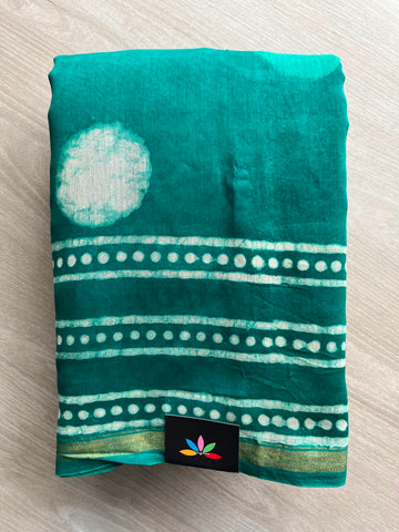 Handblock Printed Chanderi Cotton Silk Saree - 33731