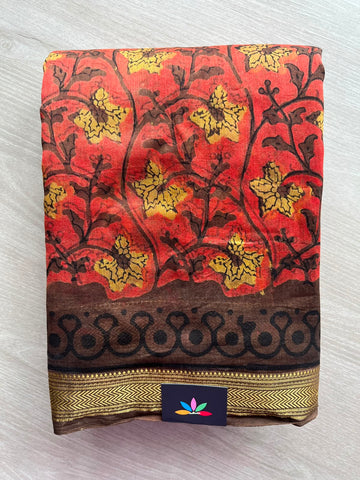 Natural Dyed Zari Border Chanderi Cotton Silk Saree - 33747