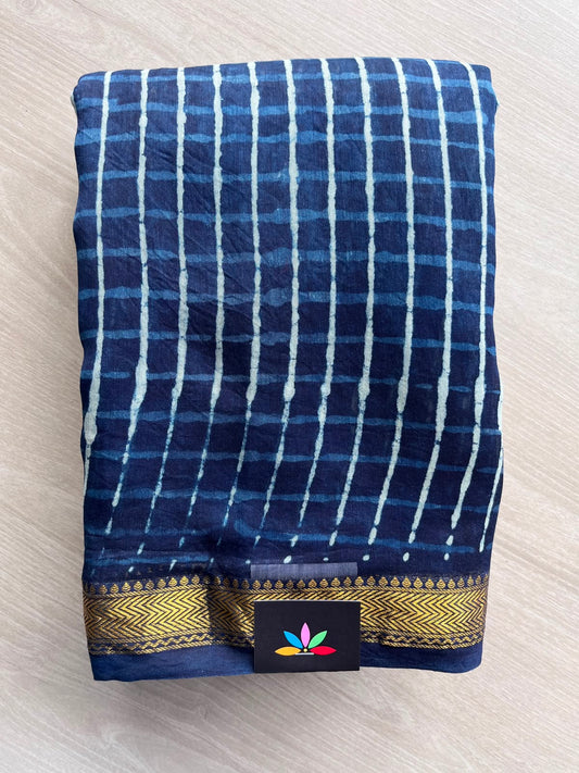Yale Blue Zari Border Chanderi Cotton Silk Saree - 35205