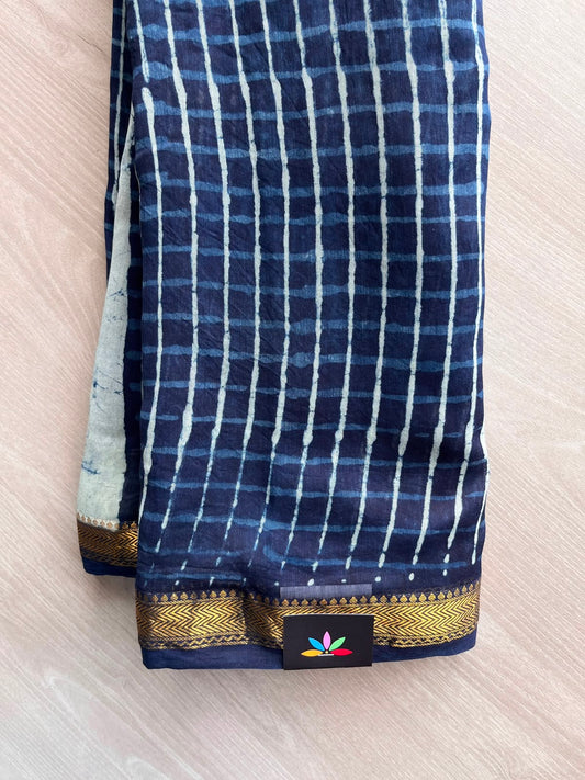 Yale Blue Zari Border Chanderi Cotton Silk Saree - 35205
