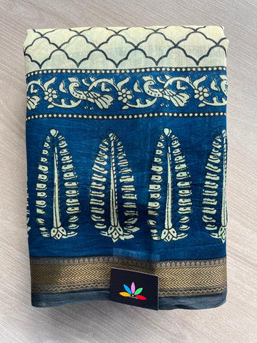 Zari Border Chanderi Cotton Silk Saree - 35209