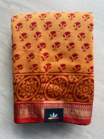 Zari Border Chanderi Cotton Silk Saree - 35218