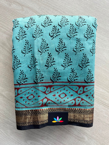 Zari Border Chanderi Cotton Silk Saree - 35220