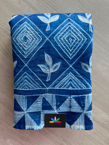 Hand Stitched Shibori Fine Cotton Silk Saree - 33425