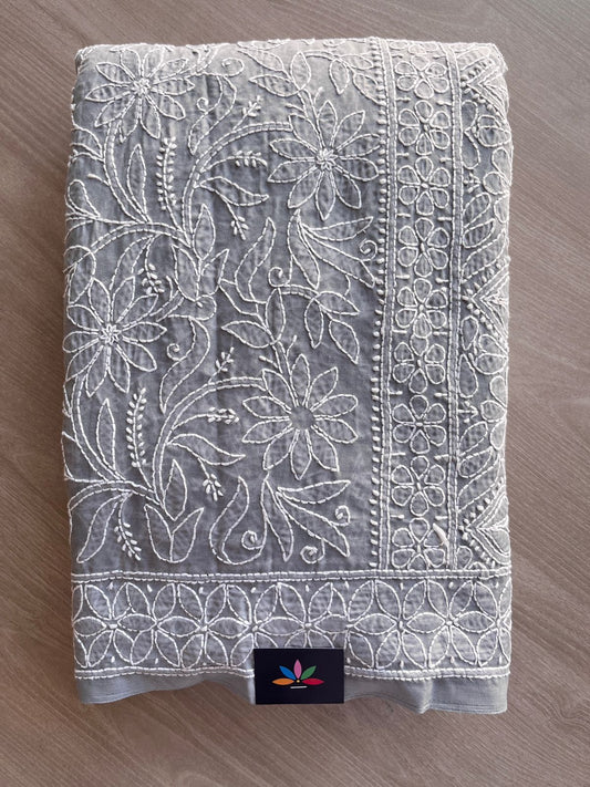 All Over Jaal Chikankari  Voile Cotton Saree - 28297