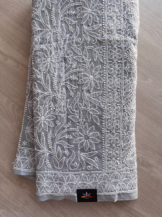 All Over Jaal Chikankari  Voile Cotton Saree - 28297