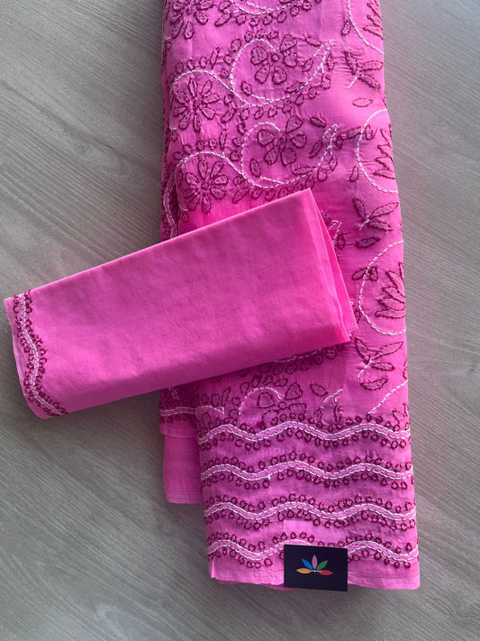 Intricate Hand Embroidered  Voile Cotton Saree - 28307